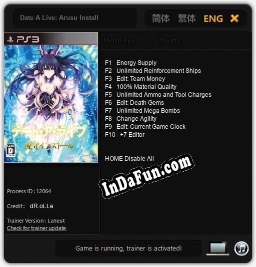 Date A Live: Arusu Install: TRAINER AND CHEATS (V1.0.61)