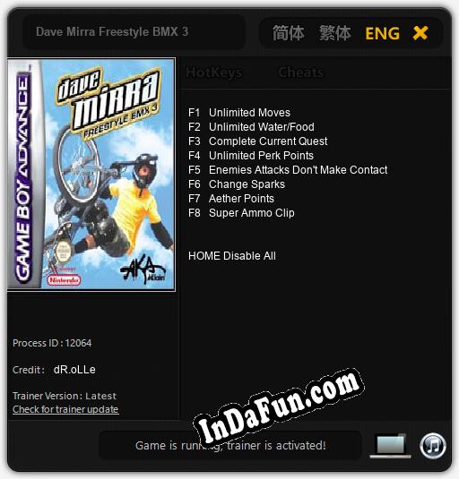 Dave Mirra Freestyle BMX 3: Cheats, Trainer +8 [dR.oLLe]