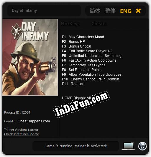 Trainer for Day of Infamy [v1.0.4]