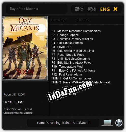 Day of the Mutants: TRAINER AND CHEATS (V1.0.70)