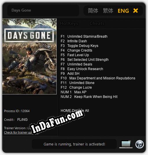 Days Gone: TRAINER AND CHEATS (V1.0.65)
