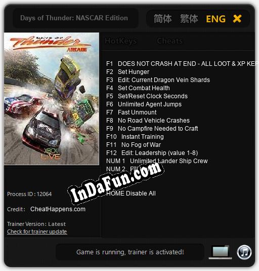 Days of Thunder: NASCAR Edition: TRAINER AND CHEATS (V1.0.73)