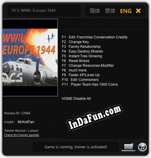 DCS WWII: Europe 1944: TRAINER AND CHEATS (V1.0.40)