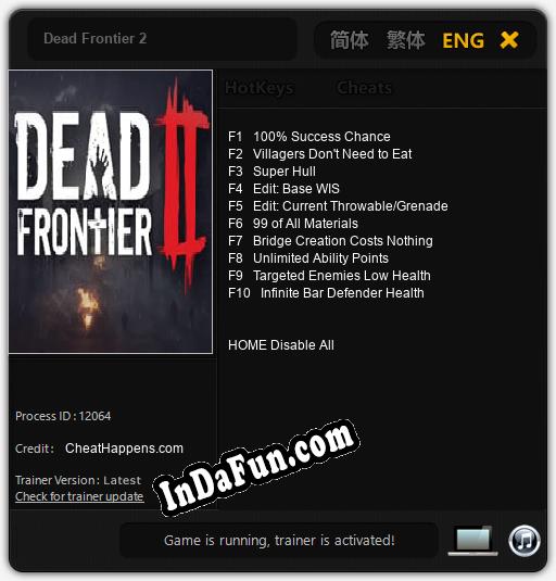 Trainer for Dead Frontier 2 [v1.0.1]