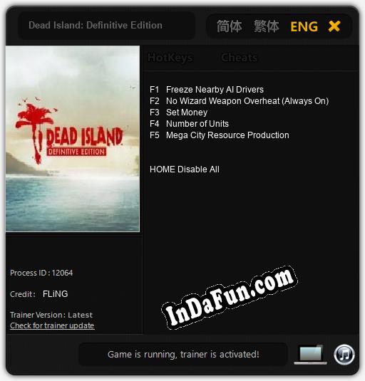 Trainer for Dead Island: Definitive Edition [v1.0.6]