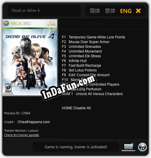 Dead or Alive 4: Trainer +13 [v1.9]