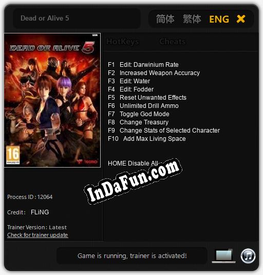 Dead or Alive 5: TRAINER AND CHEATS (V1.0.87)