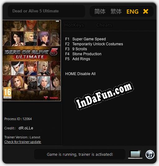 Dead or Alive 5 Ultimate: Cheats, Trainer +5 [dR.oLLe]