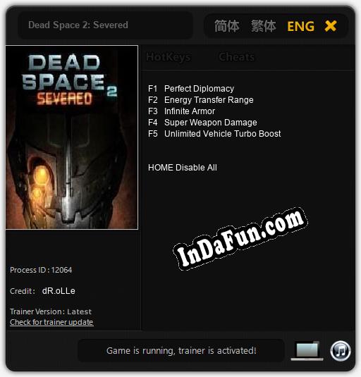 Dead Space 2: Severed: TRAINER AND CHEATS (V1.0.32)