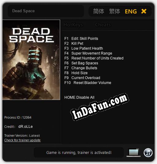 Dead Space: Cheats, Trainer +10 [dR.oLLe]