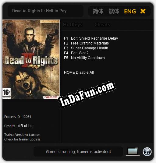 Dead to Rights II: Hell to Pay: TRAINER AND CHEATS (V1.0.62)