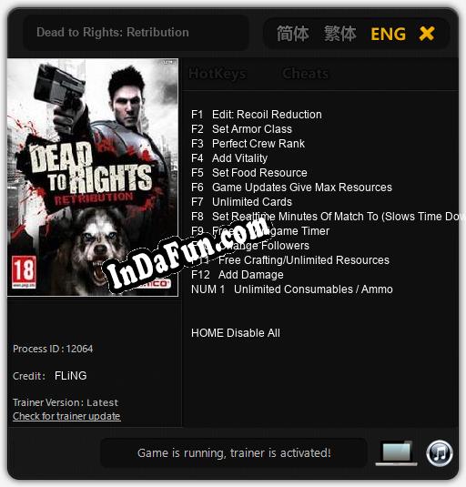 Trainer for Dead to Rights: Retribution [v1.0.1]