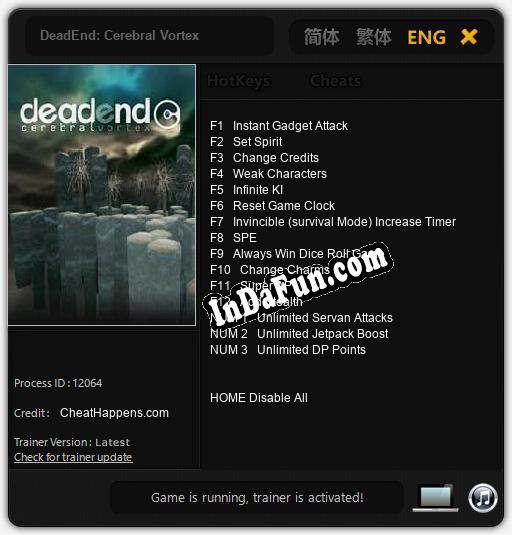 DeadEnd: Cerebral Vortex: Cheats, Trainer +15 [CheatHappens.com]