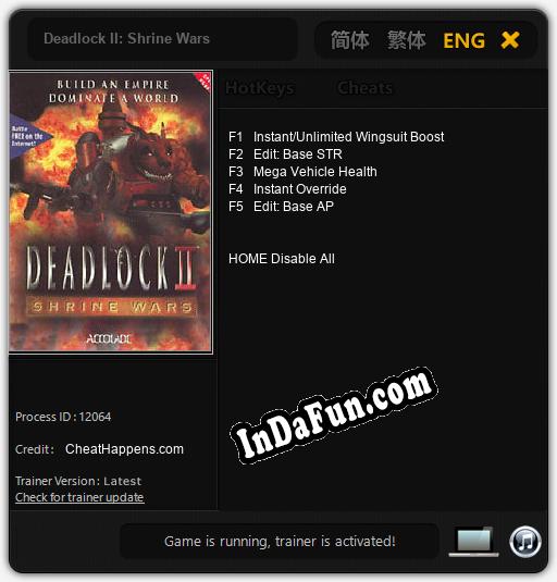 Deadlock II: Shrine Wars: Cheats, Trainer +5 [CheatHappens.com]