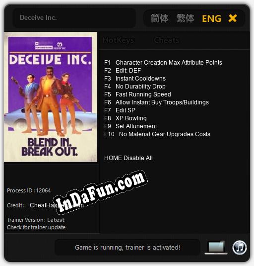 Deceive Inc.: Cheats, Trainer +10 [CheatHappens.com]