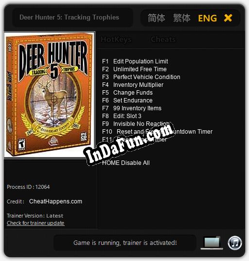 Deer Hunter 5: Tracking Trophies: Cheats, Trainer +11 [CheatHappens.com]
