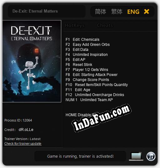 Trainer for De-Exit: Eternal Matters [v1.0.2]