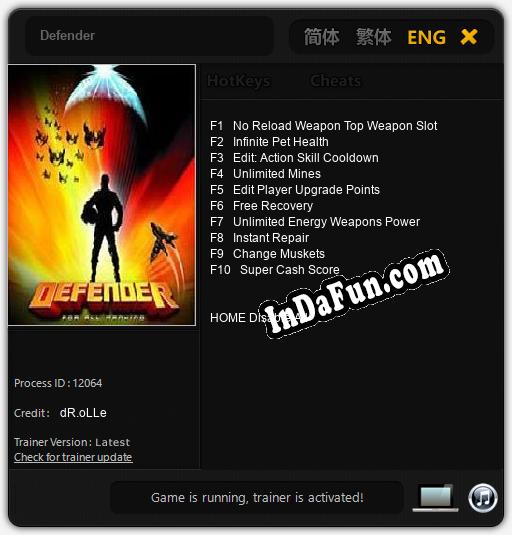Defender: TRAINER AND CHEATS (V1.0.62)