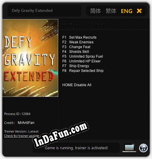 Trainer for Defy Gravity Extended [v1.0.8]