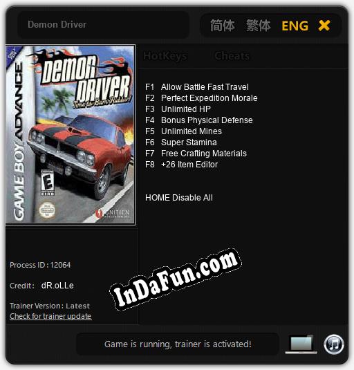 Trainer for Demon Driver [v1.0.4]