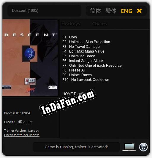 Descent (1995): Cheats, Trainer +10 [dR.oLLe]