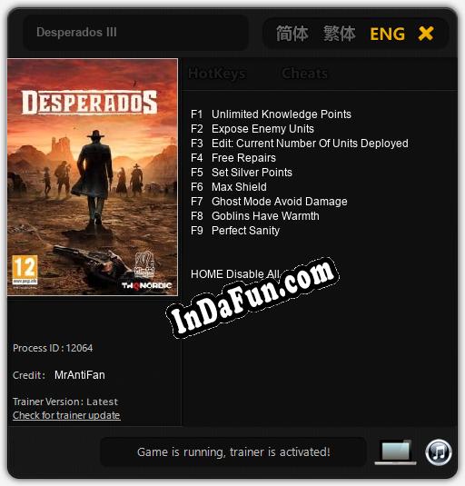 Desperados III: TRAINER AND CHEATS (V1.0.84)