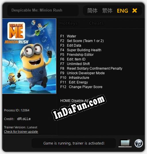 Despicable Me: Minion Rush: Cheats, Trainer +12 [dR.oLLe]