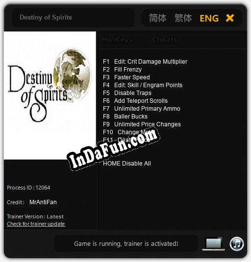 Destiny of Spirits: Cheats, Trainer +11 [MrAntiFan]