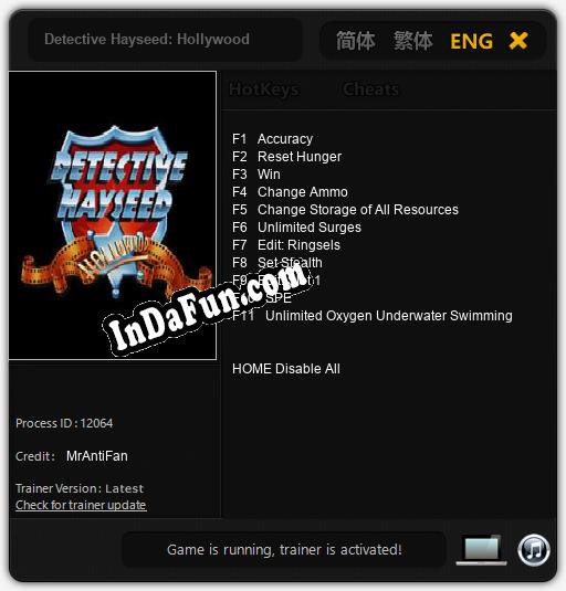 Trainer for Detective Hayseed: Hollywood [v1.0.1]