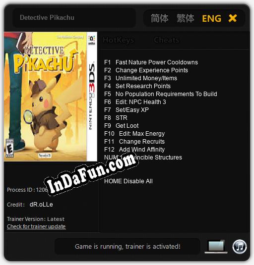 Detective Pikachu: TRAINER AND CHEATS (V1.0.12)