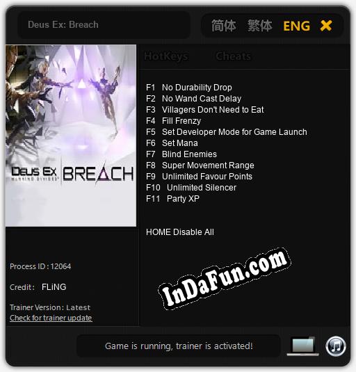 Trainer for Deus Ex: Breach [v1.0.8]