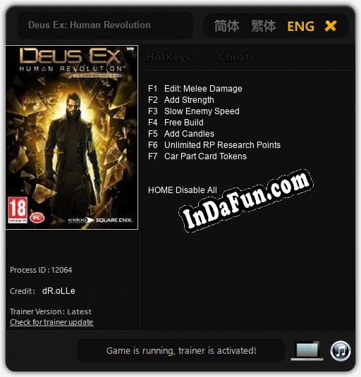 Trainer for Deus Ex: Human Revolution [v1.0.3]