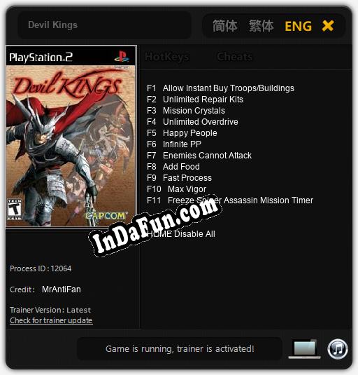 Devil Kings: TRAINER AND CHEATS (V1.0.13)