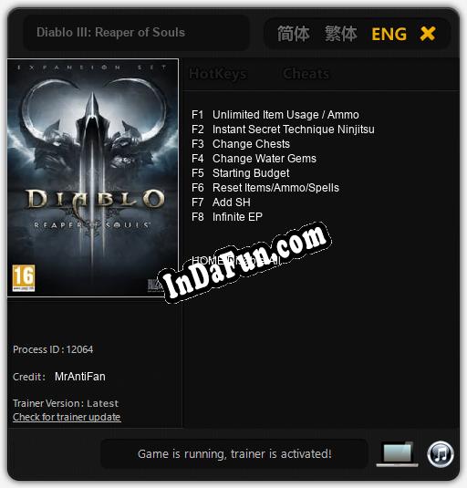 Diablo III: Reaper of Souls: Cheats, Trainer +8 [MrAntiFan]