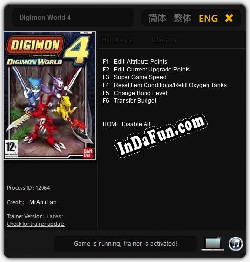 Trainer for Digimon World 4 [v1.0.9]