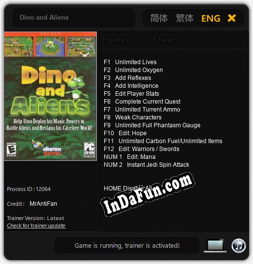 Dino and Aliens: TRAINER AND CHEATS (V1.0.40)