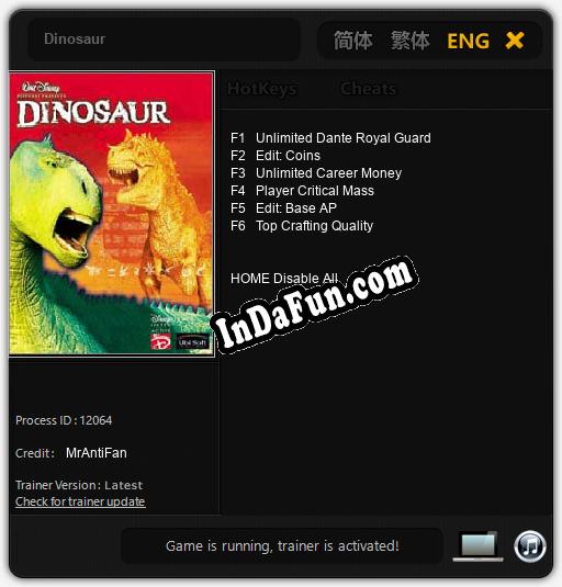 Dinosaur: TRAINER AND CHEATS (V1.0.76)