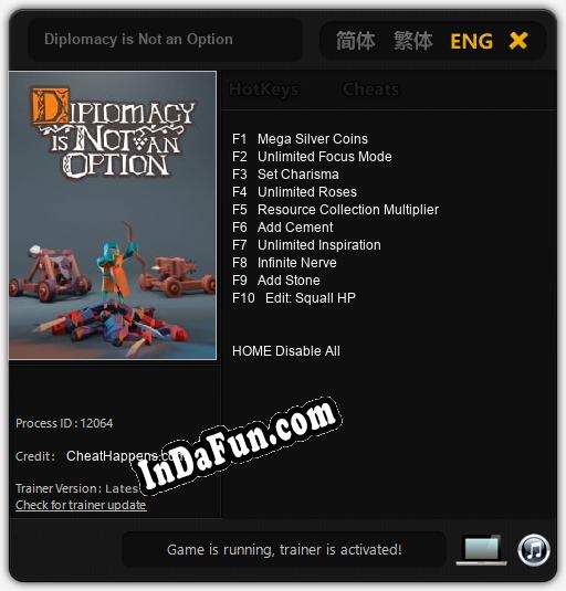 Diplomacy is Not an Option: TRAINER AND CHEATS (V1.0.45)