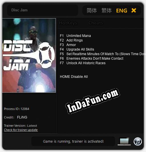 Disc Jam: TRAINER AND CHEATS (V1.0.32)