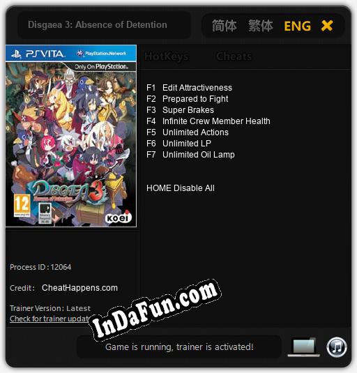 Trainer for Disgaea 3: Absence of Detention [v1.0.6]