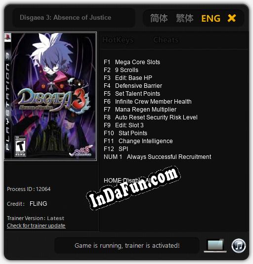 Disgaea 3: Absence of Justice: Trainer +13 [v1.1]