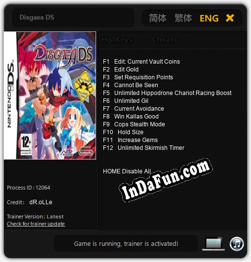 Disgaea DS: Cheats, Trainer +12 [dR.oLLe]