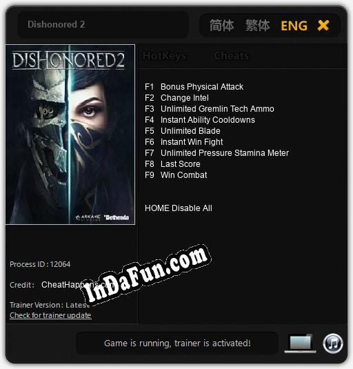 Dishonored 2: Trainer +9 [v1.5]