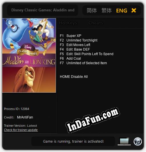 Trainer for Disney Classic Games: Aladdin and The Lion King [v1.0.6]