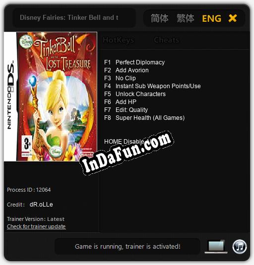 Disney Fairies: Tinker Bell and the Lost Treasure: Cheats, Trainer +8 [dR.oLLe]