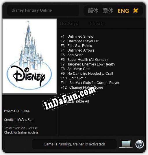 Disney Fantasy Online: Cheats, Trainer +12 [MrAntiFan]