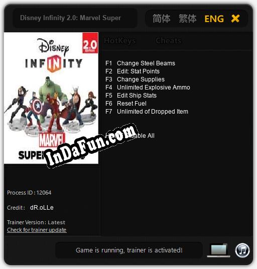 Disney Infinity 2.0: Marvel Super Heroes: TRAINER AND CHEATS (V1.0.3)