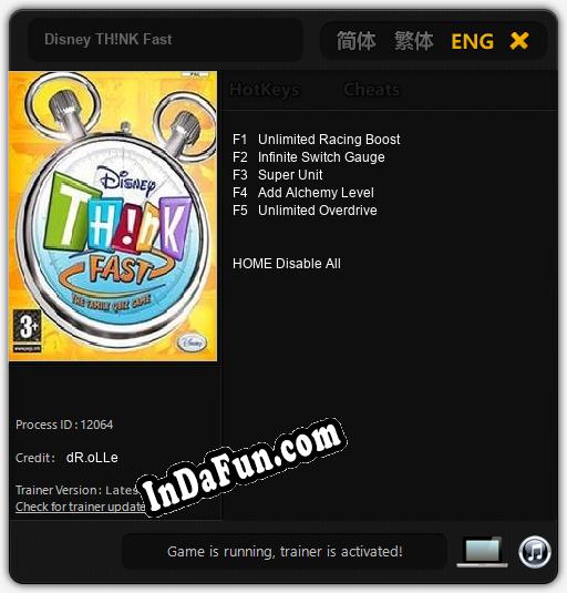 Disney TH!NK Fast: TRAINER AND CHEATS (V1.0.52)