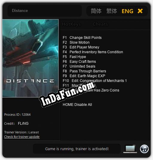 Distance: Trainer +12 [v1.1]