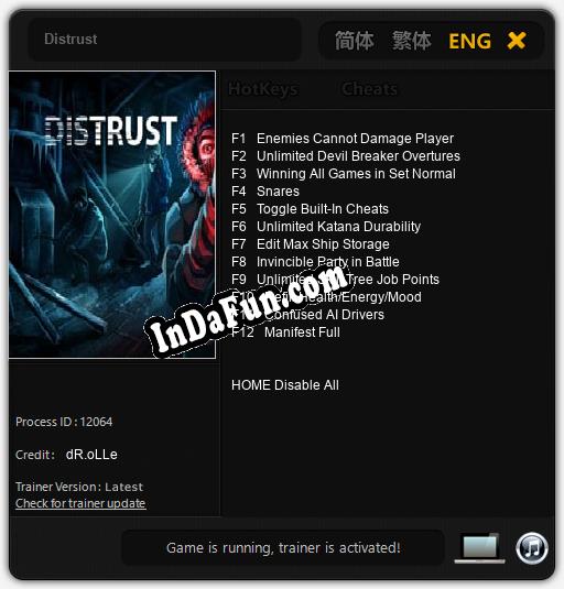 Distrust: Trainer +12 [v1.2]